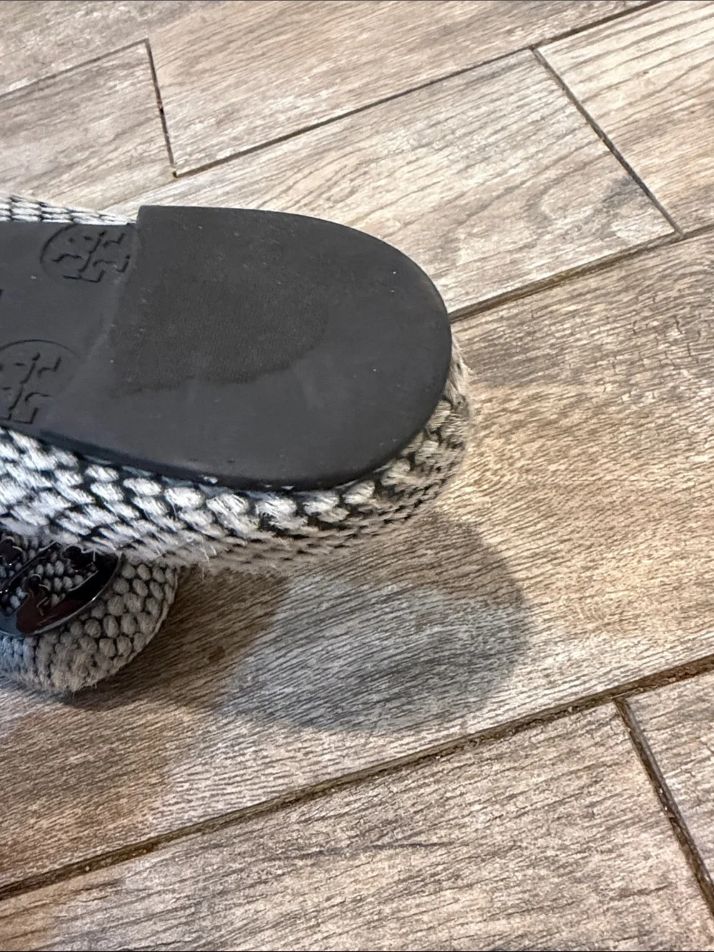 Tory Burch Gray Braided Reva Logo Ballet Flats size 8.5